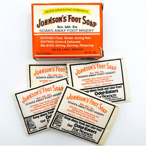 Johnson’s Foot Soap Powder 4 Packets Quick Dissolving Soak Vintage Sealed NOS